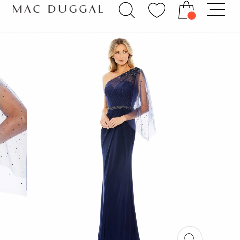 Mac Duggal One-Shoulder Navy Gown